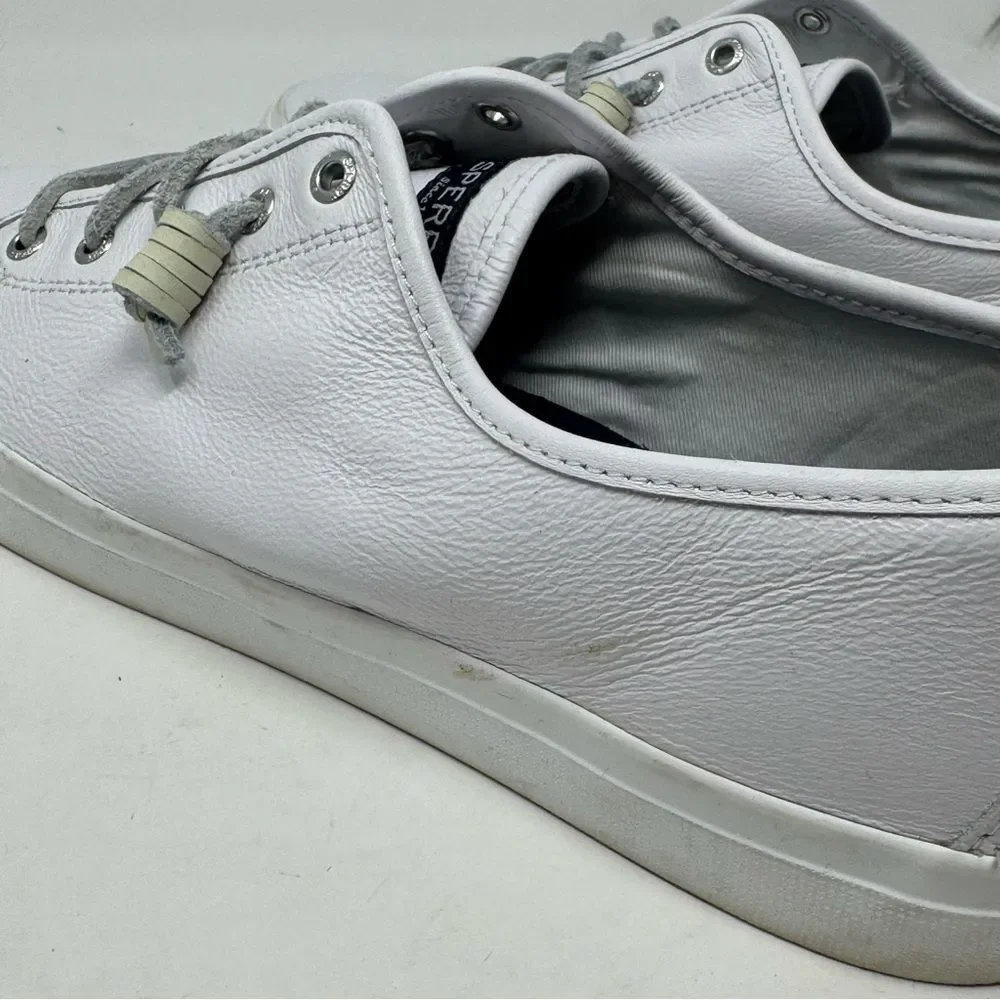 SPERRY | White Leather Lace Up Slip On Sneakers Women’s Size 12